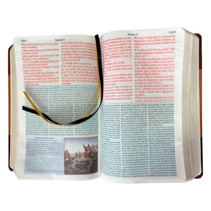 Bíblia de Estudo |  King James Atualizada | Full Color | Capa PU |  Marrom, Caramelo e Bordô
