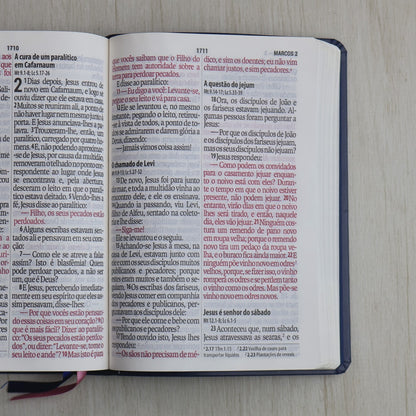 Bíblia Sagrada | Letra Supergigante | NAA | Capa Luxo Azul e Rosa