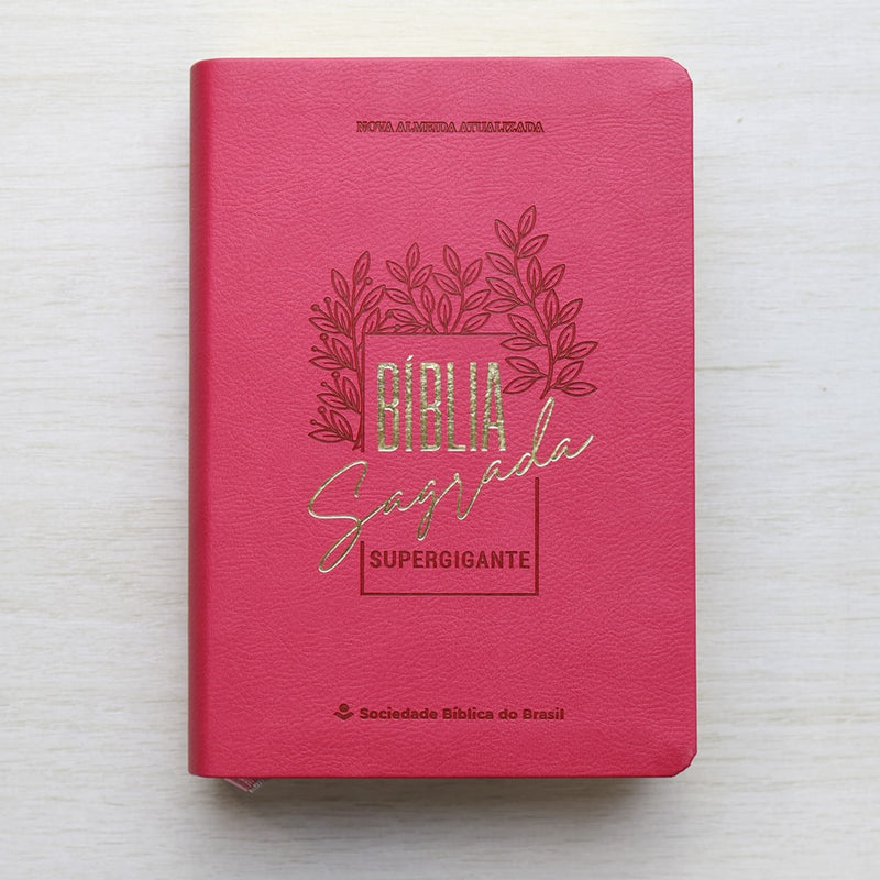 Bíblia Sagrada | Letra Supergigante | NAA | Capa Luxo Rosa