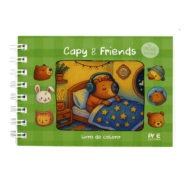 Capy e Friends | Livro de Colorir | Capa Verde