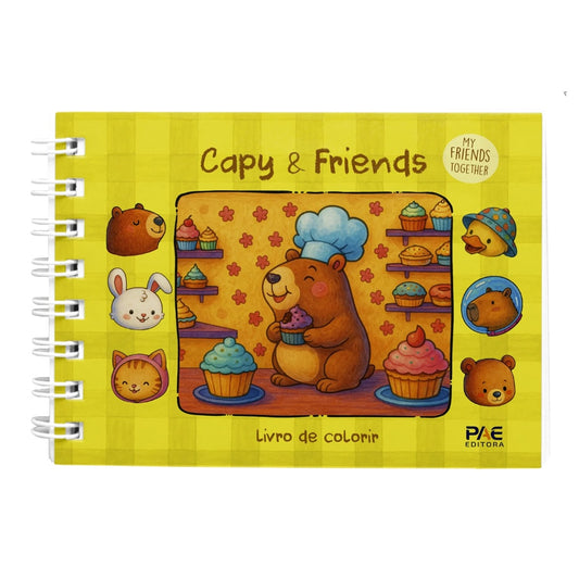 Capy e Friends | Livro de Colorir | Capa Amarela