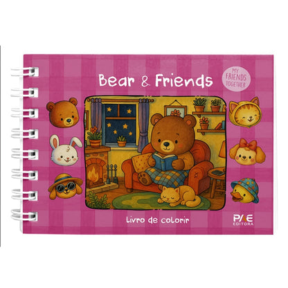 Bear e Friends | Livro de Colorir | Capa Rosa