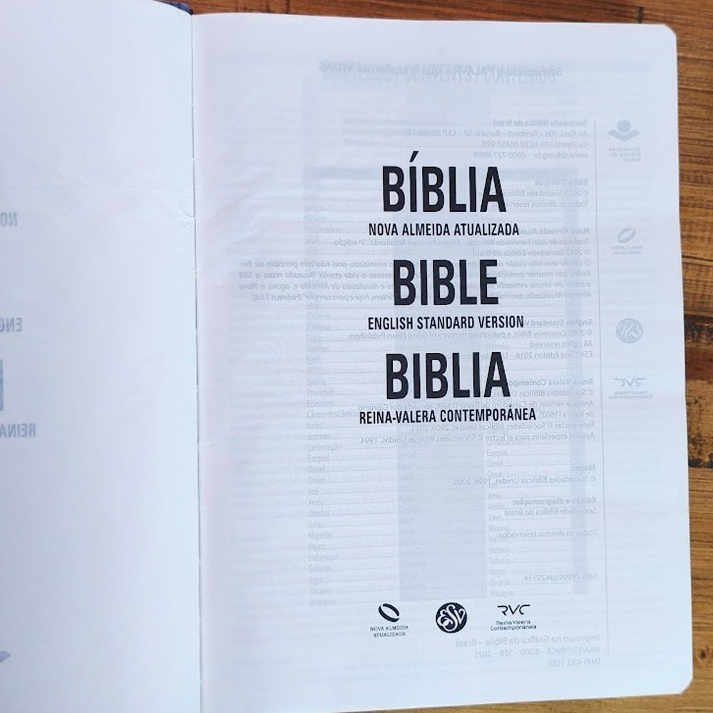 Bíblia Sagrada | NAA | Trilíngue | Português | Inglês | Espanhol | Semiflexível