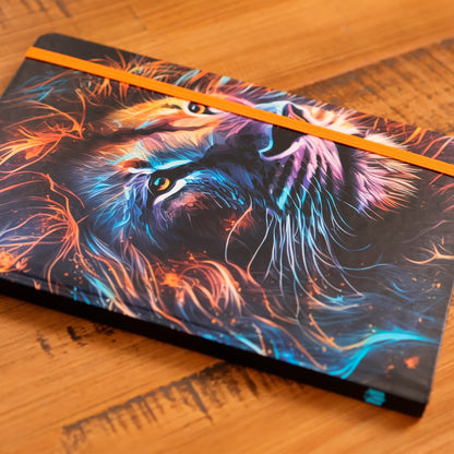 Caderno Moleskine | Com Pauta | Capa Leão Colorido