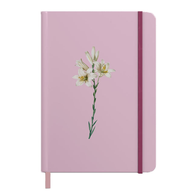 Caderno Moleskine Rosa | Com Pauta | Capa Lírios