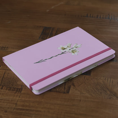Caderno Moleskine | Com Pauta | Capa Lírios Rosa