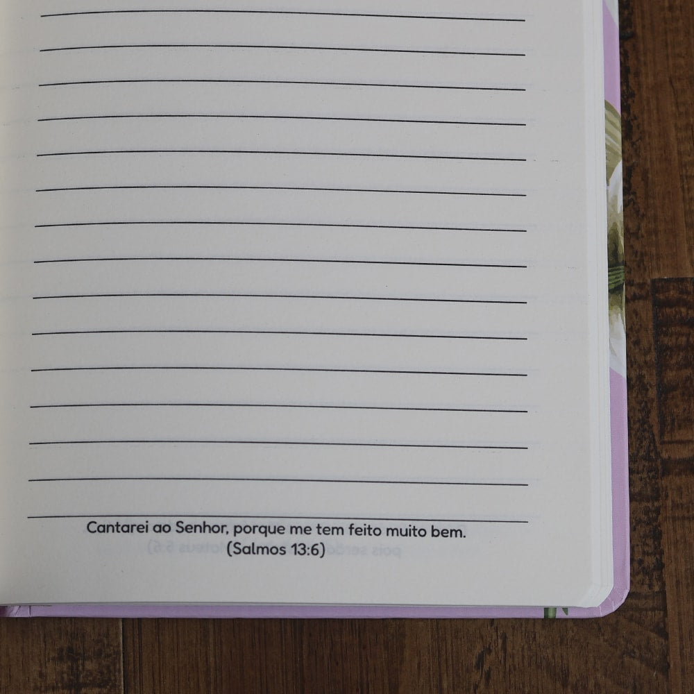 Caderno Moleskine | Com Pauta | Capa Lírios Rosa