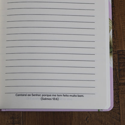 Caderno Moleskine | Com Pauta | Capa Lírios Rosa
