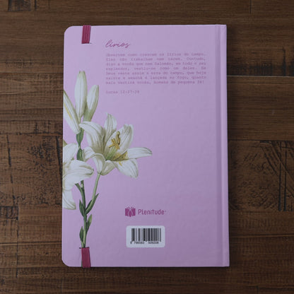 Caderno Moleskine | Com Pauta | Capa Lírios Rosa