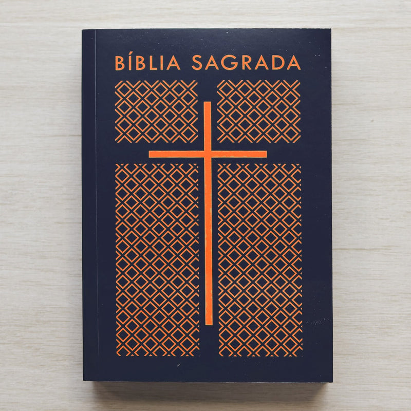 Bíblia Sagrada Cruz Azul Tracejado | NAA | Letra Normal | Capa Ilustrada