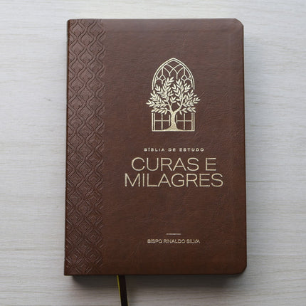 Bíblia de Estudo Cura e Milagres | KJA | Capa Luxo Nobre Marrom
