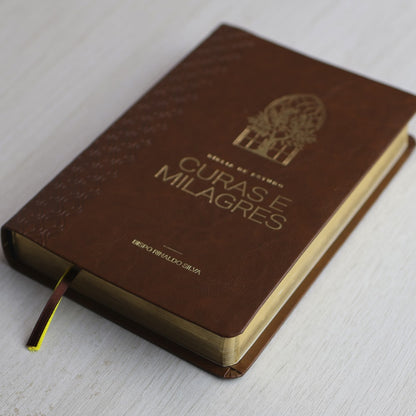Bíblia de Estudo Cura e Milagres | KJA | Capa Luxo Nobre Marrom