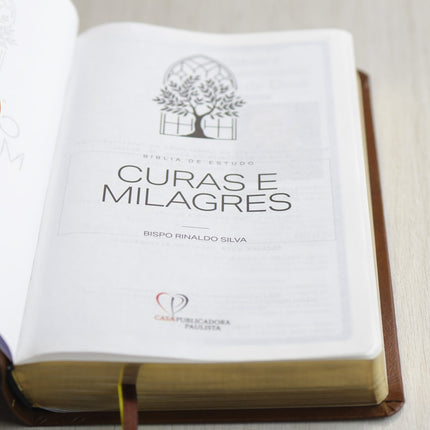 Bíblia de Estudo Cura e Milagres | KJA | Capa Luxo Nobre Marrom