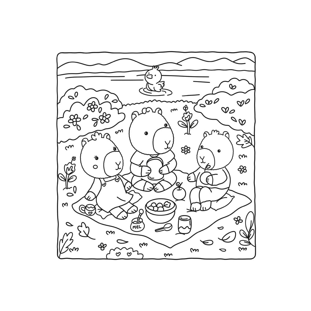 Cute Capybaras | Livro de Colorir