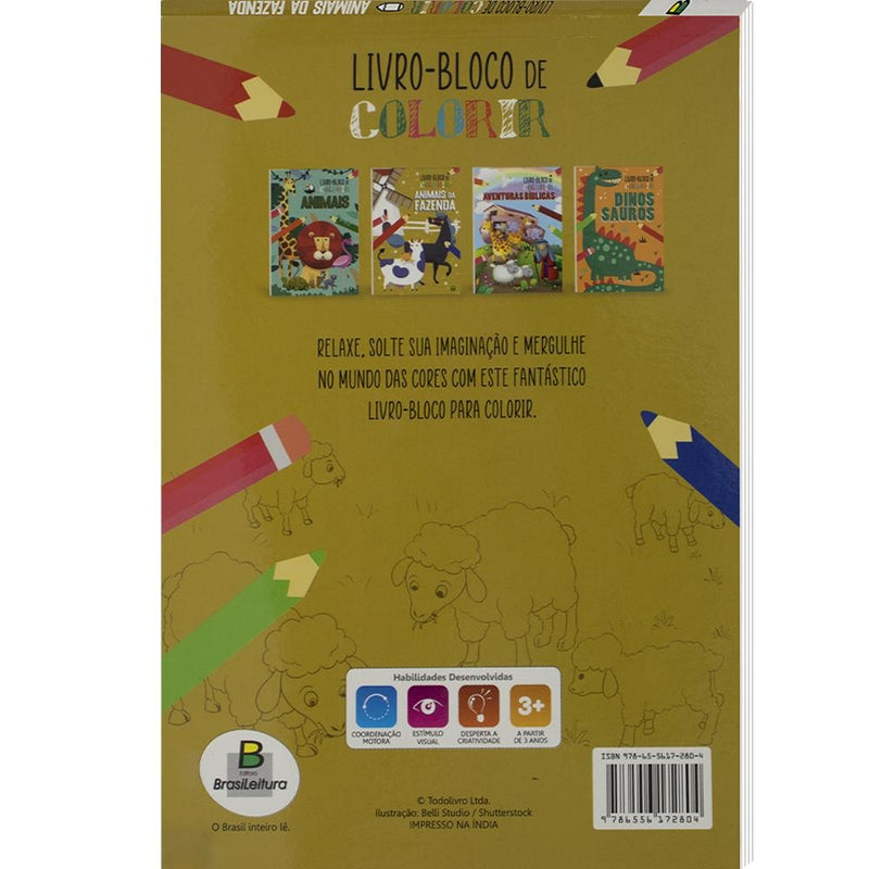 "LIVRO-BLOCO DE COLORIR: ANIMAIS DA FAZENDA
"