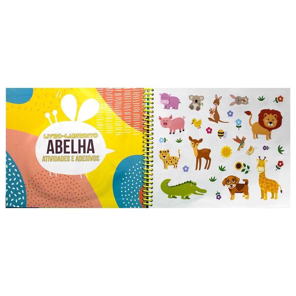 "LIVRO-LABIRINTO! ATIVIDADES, COLORIR E ADESIVOS: ABELHA
  "