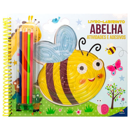 "LIVRO-LABIRINTO! ATIVIDADES, COLORIR E ADESIVOS: ABELHA
  "
