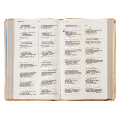 Bíblia Bilíngue | Português e Inglês | NVI | Leitura Perfeita | Capa Couro-soft Bege
