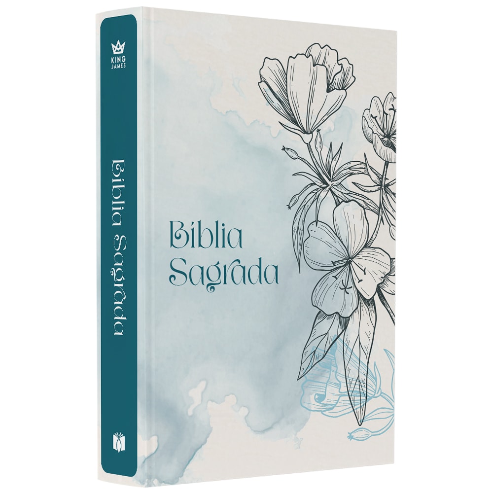 Bíblia Sagrada Flores | King James | Letra Normal | Capa Brochura Azul