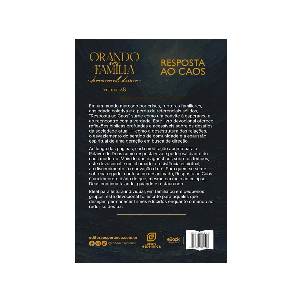 Orando em Família | Devocional Diário | Resposta ao Caos | Ed. Bolso