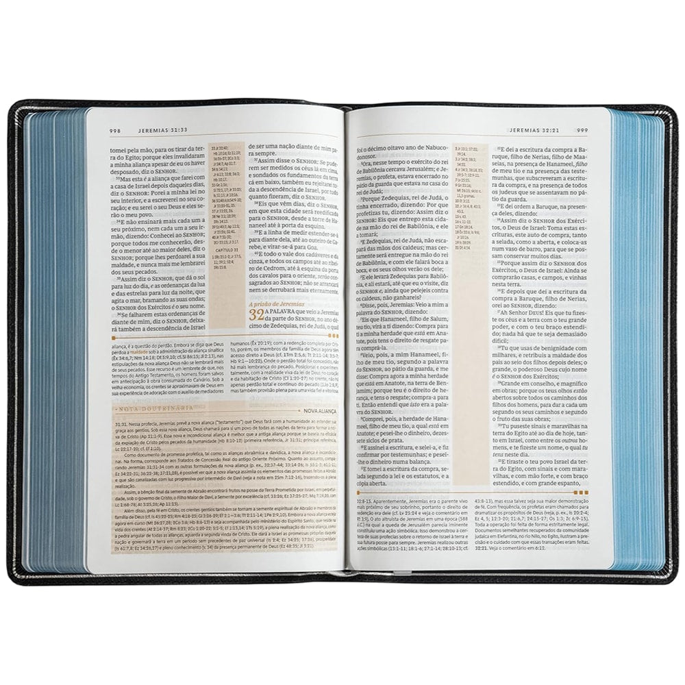 Bíblia De Estudo | ACF | Leitura Perfeita | Capa Luxo Preto Couro Legítimo | Com comentários da King James Study Bible