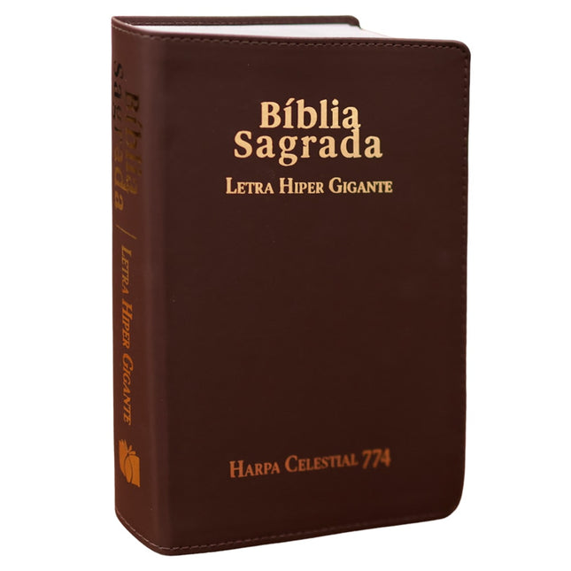 Bíblia Sagrada | ARC | Letra Hipergigante | Capa Luxo Marrom | Harpa Celestial 774