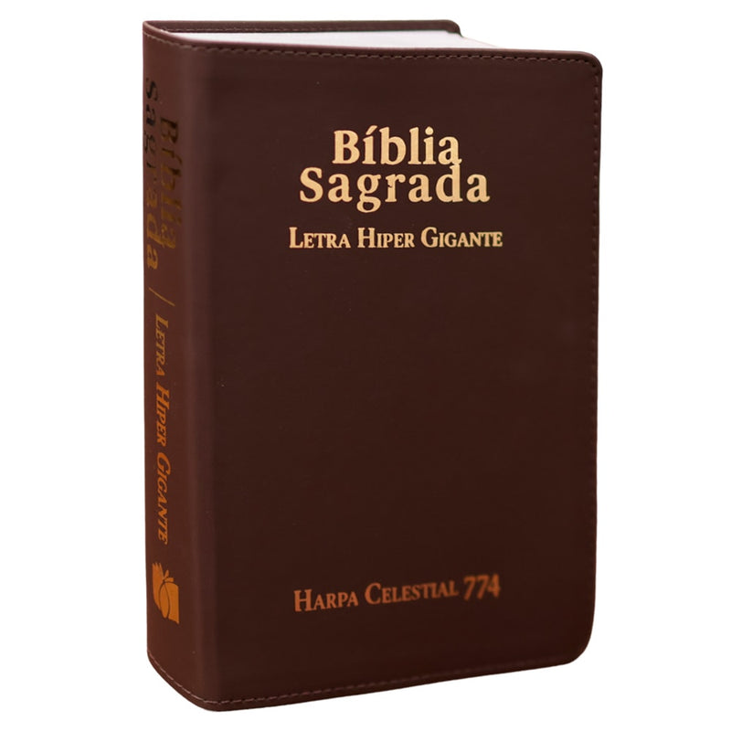 Bíblia Sagrada | ARC | Letra Hipergigante | Capa Luxo Marrom | Harpa Celestial 774