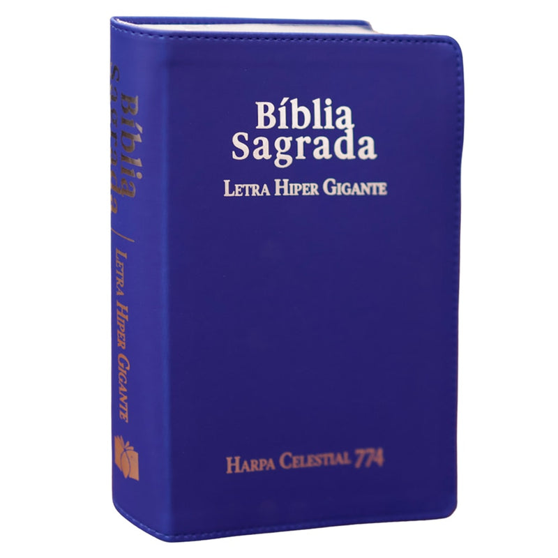Bíblia Sagrada | ARC | Letra Hipergigante | Capa Luxo Azul | Harpa Celestial 774