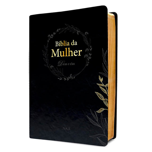 Bíblia da Mulher Deus e Elas | NAA | Capa Couro Soft Preta