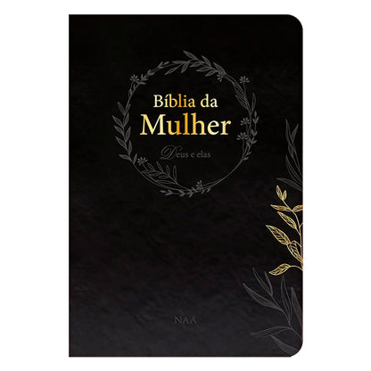 Bíblia da Mulher Deus e Elas | NAA | Capa Couro Soft Preta