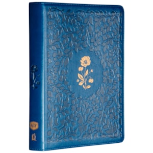 Bíblia Sagrada | ACF | Espaço Para Anotações | Leitura Perfeita | Couro-Soft Azul Com Flores Em Baix