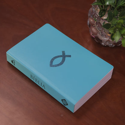 Bíblia Sagrada Peixe | NVI | Capa Flexível Azul