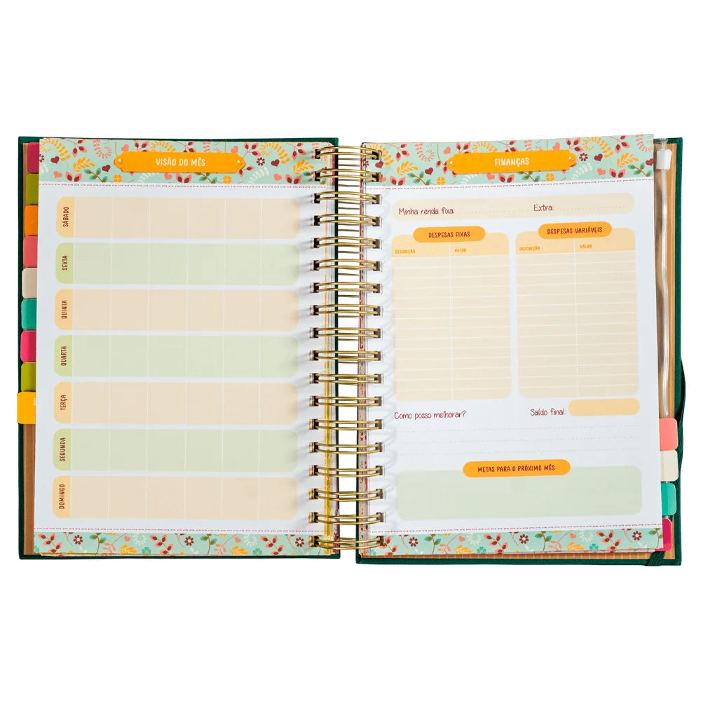 Planner Meu Plano Perfeito | Capa Dura Com Tecido Verde