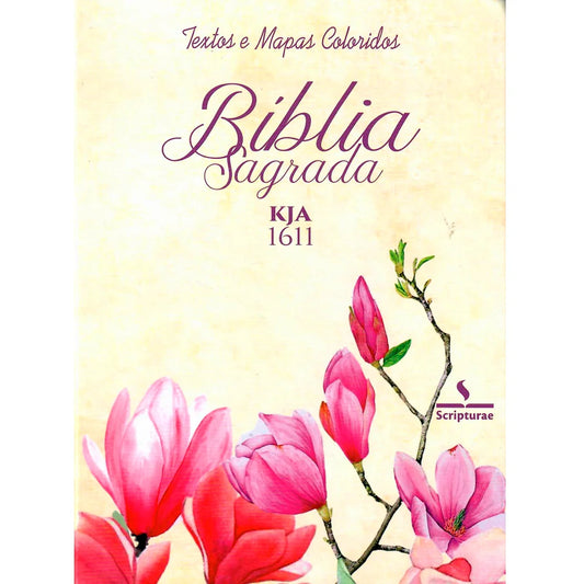 Bíblia King James 1611 Magnólia | Textos e Mapas Coloridos | Capa Dura