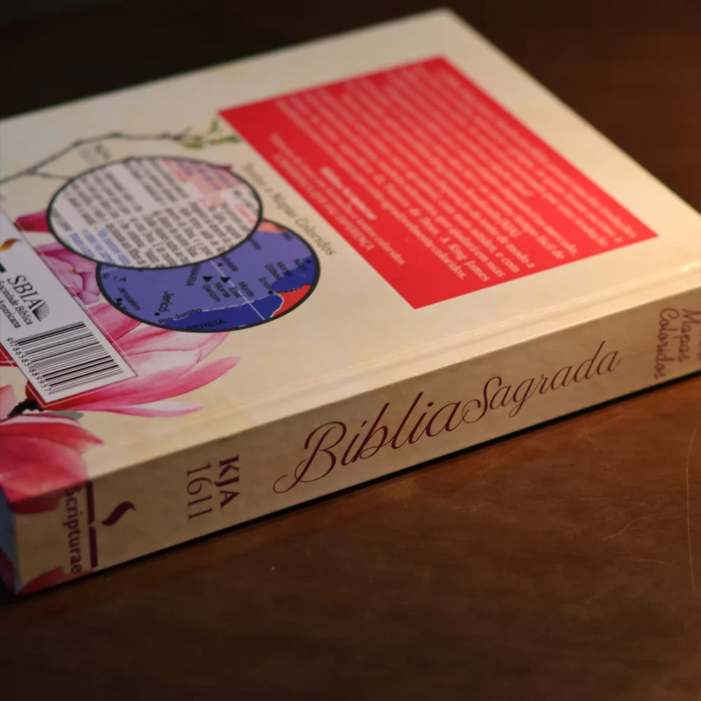 Bíblia King James 1611 Magnólia | Textos e Mapas Coloridos | Capa Dura