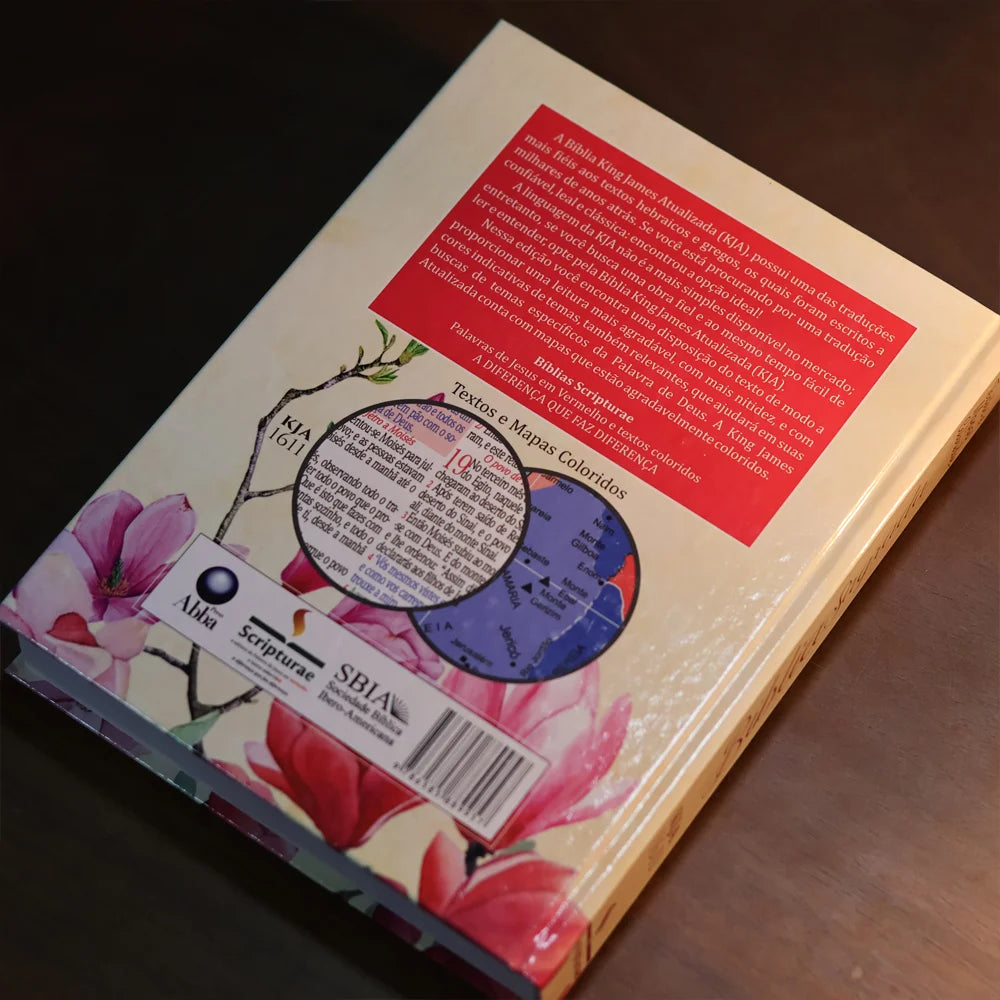 Bíblia King James 1611 Magnólia | Textos e Mapas Coloridos | Capa Dura