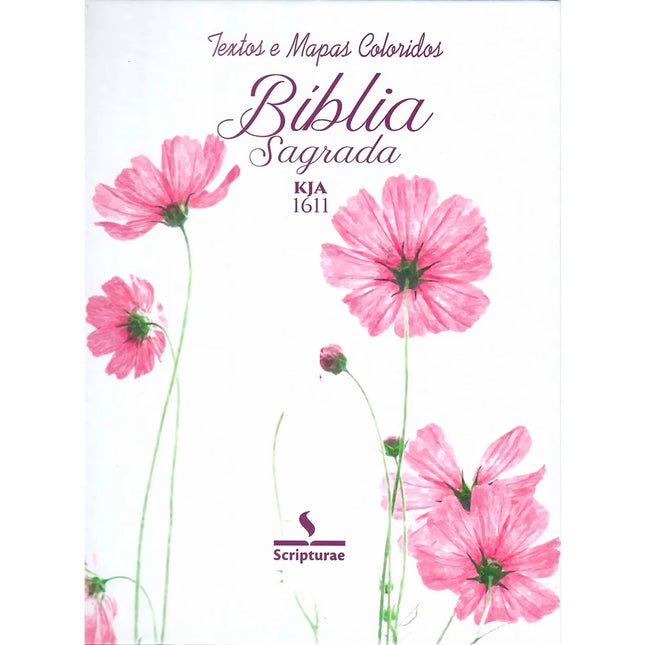 Bíblia King James 1611 Flor Cosmos | Textos e Mapas Coloridos | Espiral