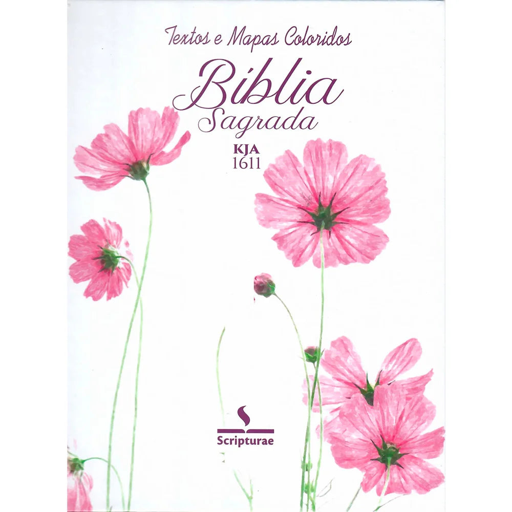 Bíblia King James 1611 Flor Cosmos | Textos e Mapas Coloridos | Espiral
