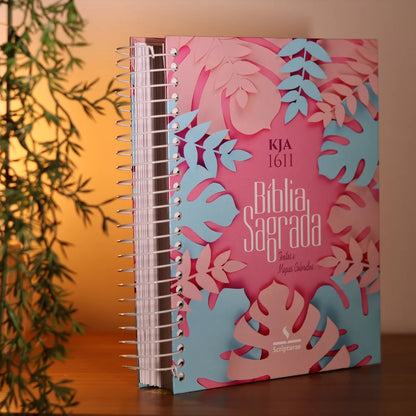 Bíblia King James 1611 Folhas | Textos e Mapas Coloridos | Espiral