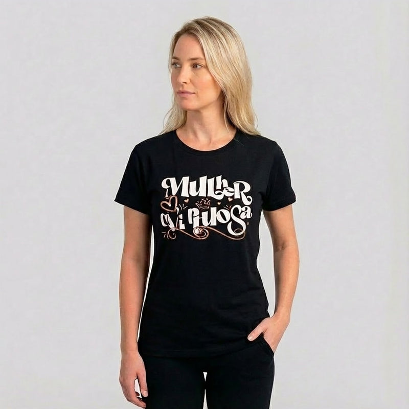 Camiseta Feminina Preta | Mulher Virtuosa | P