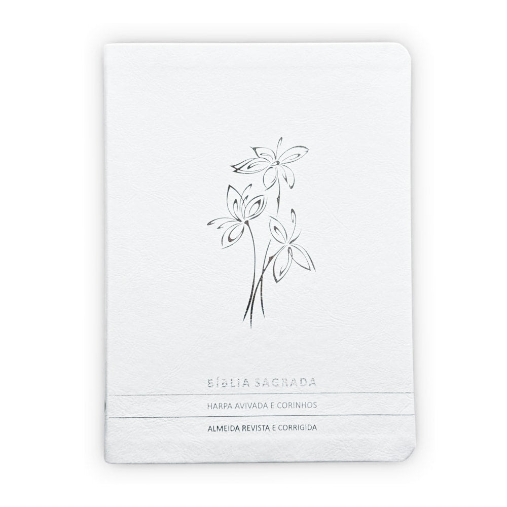 Bíblia Slim | Letra Normal | ARC | C/ Harpa e Corinhos | Capa Premium Luxo Flores Branca