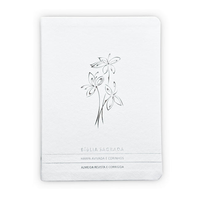 Bíblia Slim | Letra Normal | ARC | C/ Harpa e Corinhos | Capa Premium Luxo Flores Branca