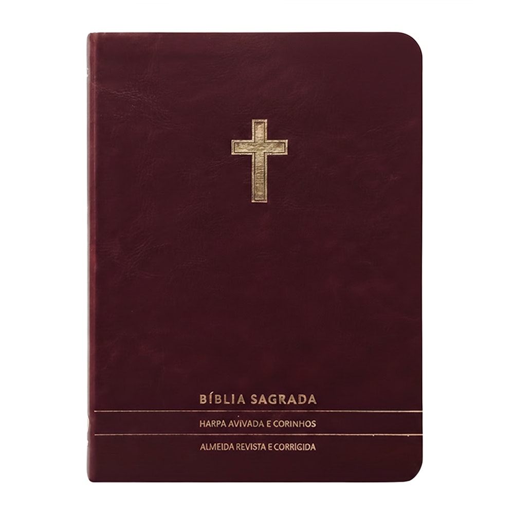 Bíblia Slim | Letra Normal | ARC | C/ Harpa e Corinhos | Capa Premium Luxo Cruz Bordô