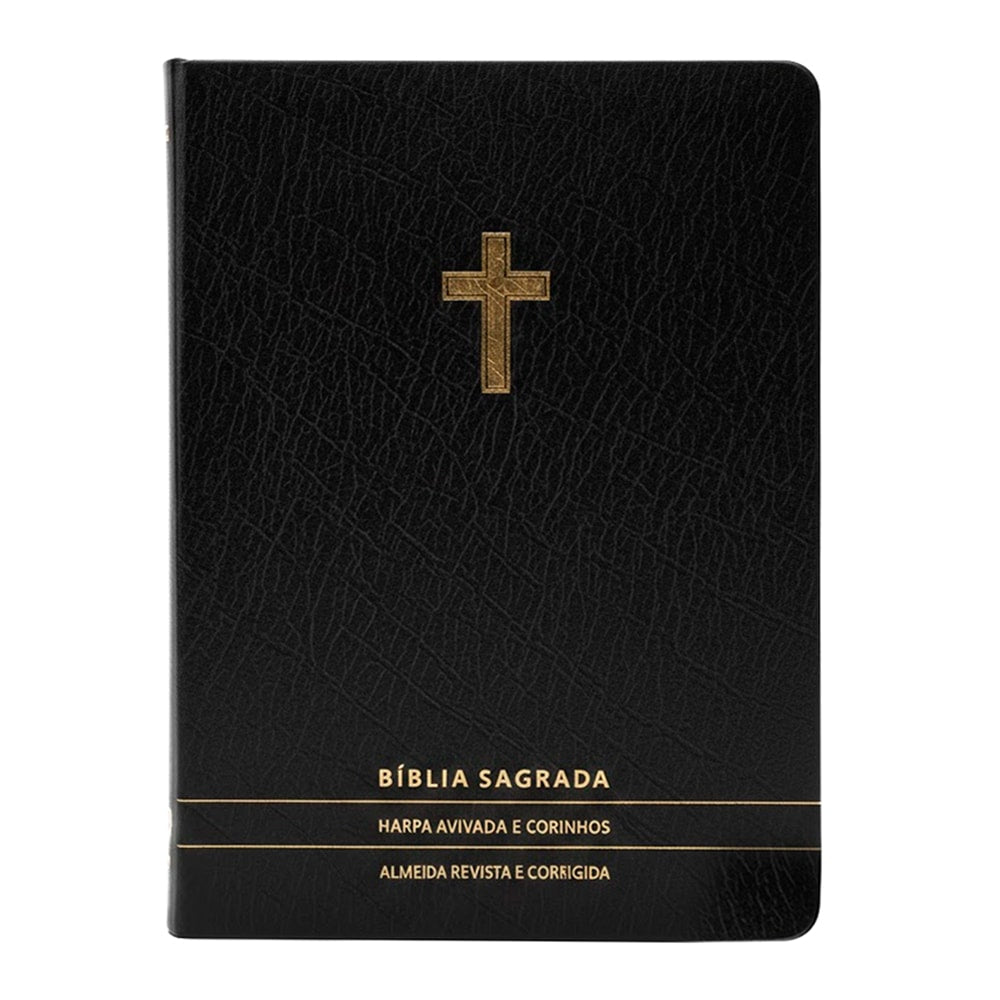 Bíblia Slim | Letra Normal | ARC | C/ Harpa e Corinhos | Capa Premium Luxo Cruz Preta