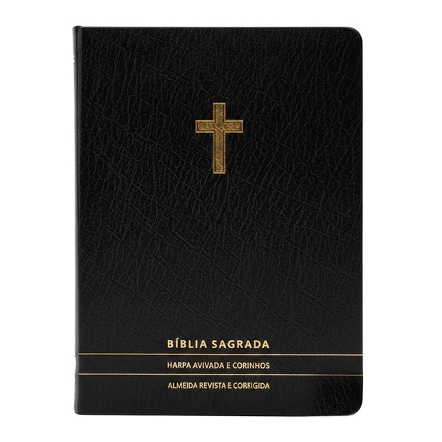 Bíblia Slim | Letra Normal | ARC | C/ Harpa e Corinhos | Capa Premium Luxo Cruz Preta