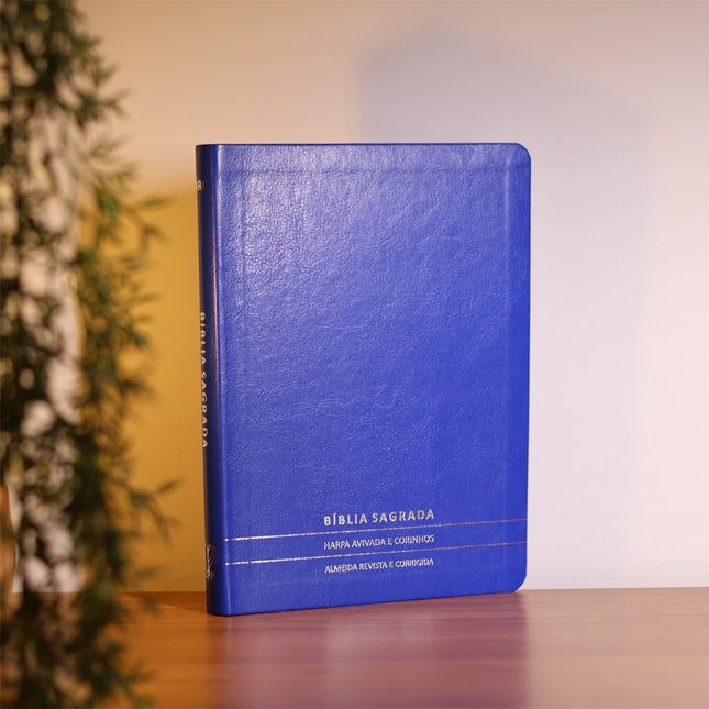 Bíblia Slim | Letra Normal | ARC | C/ Harpa e Corinhos | Capa Premium Luxo Minimalista Azul