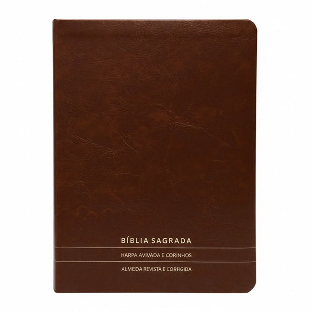 Bíblia Slim | Letra Normal | ARC | C/ Harpa e Corinhos | Capa Premium Luxo Minimalista Marrom