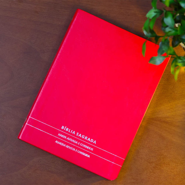 Bíblia Slim | Letra Normal | ARC | C/ Harpa e Corinhos | Capa Premium Luxo Minimalista Vermelha