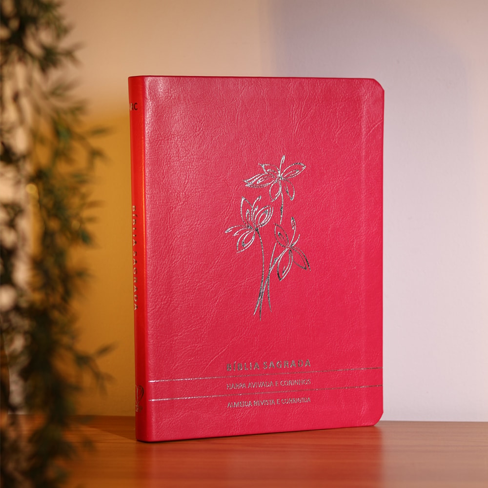 Bíblia Slim | Letra Normal | ARC | C/ Harpa e Corinhos | Capa Premium Luxo Flores Pink