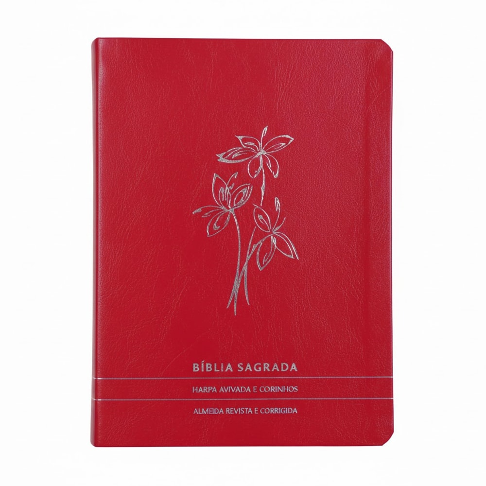 Bíblia Slim | Letra Normal | ARC | C/ Harpa e Corinhos | Capa Premium Luxo Flores Vermelha
